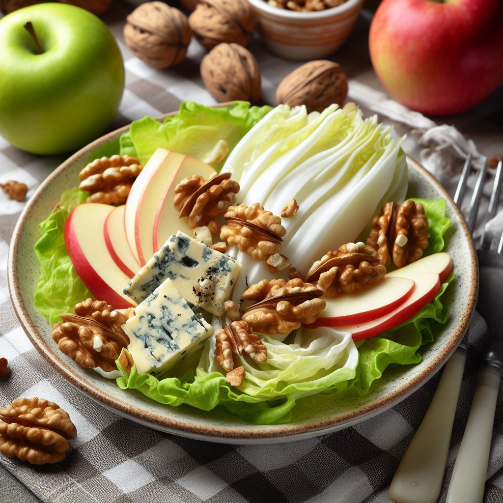 salade d'endives aux noix, au roquefort et aux pommes